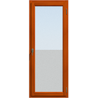 Прозрачная, одностворчатая балконная дверь из лиственницы Золотой тик